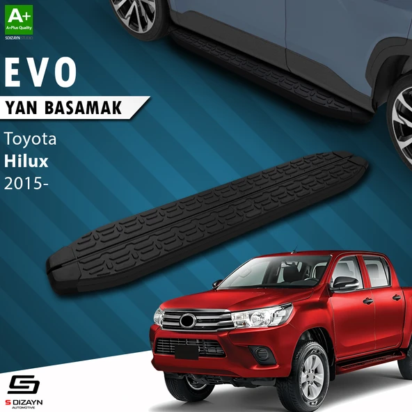 S-Dizayn Toyota Hilux 8 Evo Siyah Yan Basamak 203 Cm 2015 Üzeri A+ Kalite ürün görseli 1