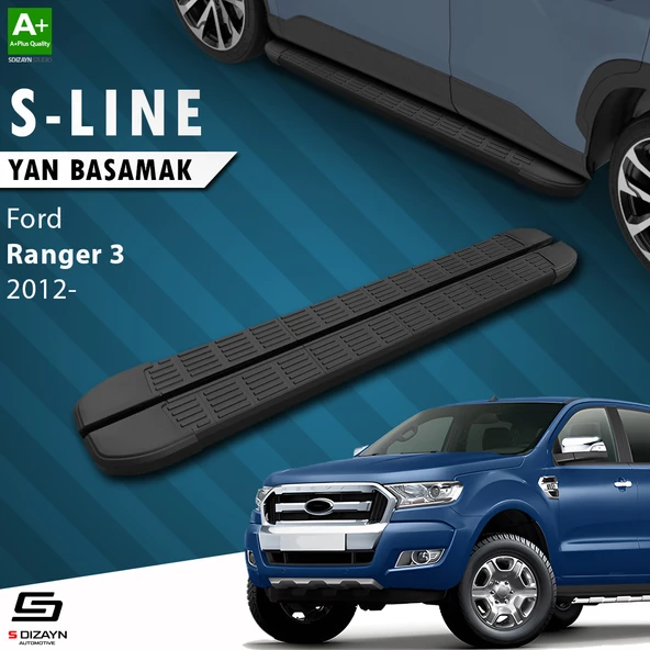S-Dizayn Ford Ranger 3 S-Line Siyah Yan Basamak 203 Cm 2012-2022 A+ Kalite ürün görseli 1