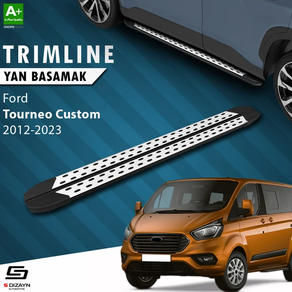 S-Dizayn Ford Tourneo Custom Uzun Şase TrimLine Gri Yan Basamak 246 Cm 2012-2023 A+ Kalite ürün görseli 1