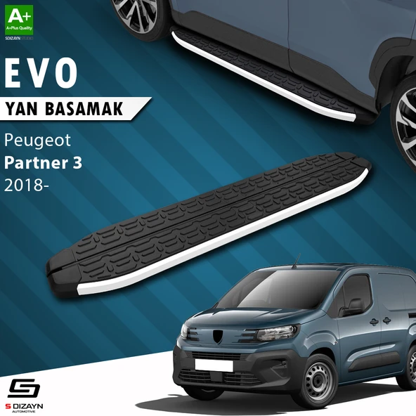S-Dizayn Peugeot Partner 3 Uzun Şase Evo Aluminyum Yan Basamak 213 Cm 2018 Üzeri A+ Kalite ürün görseli 1