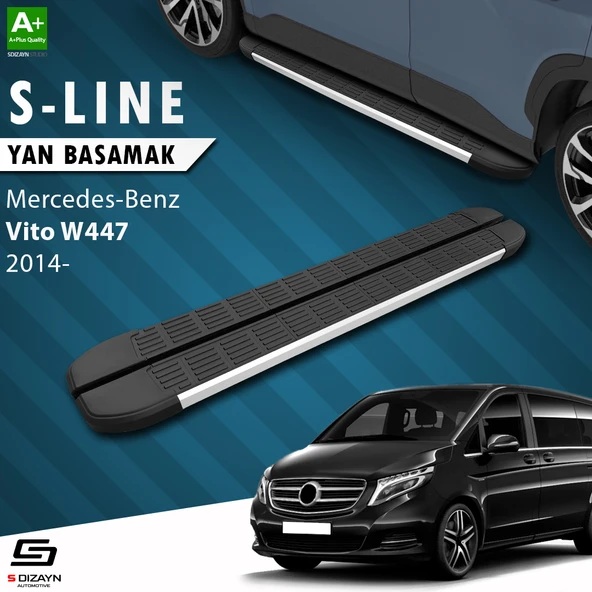 S-Dizayn Mercedes Vito W447 Kısa Şase S-Line Aluminyum Yan Basamak 233 Cm 2014 Üzeri A+ Kalite ürün görseli 1