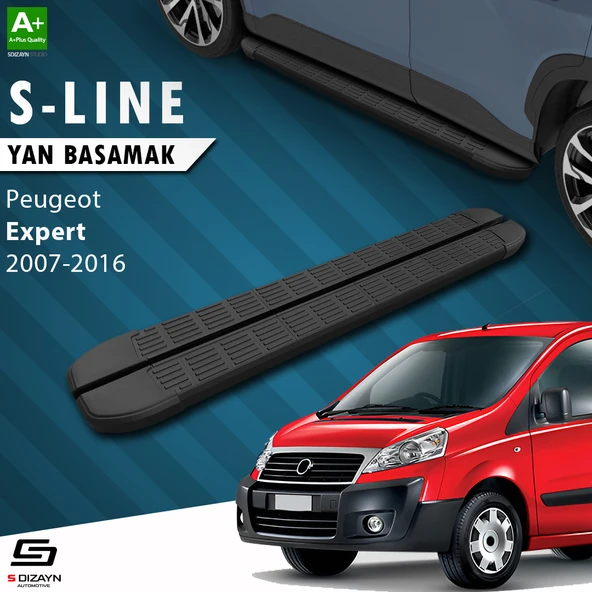 S-Dizayn Peugeot Expert 2 Uzun Şase S-Line Siyah Yan Basamak 223 Cm 2007-2016 A+ Kalite ürün görseli 1