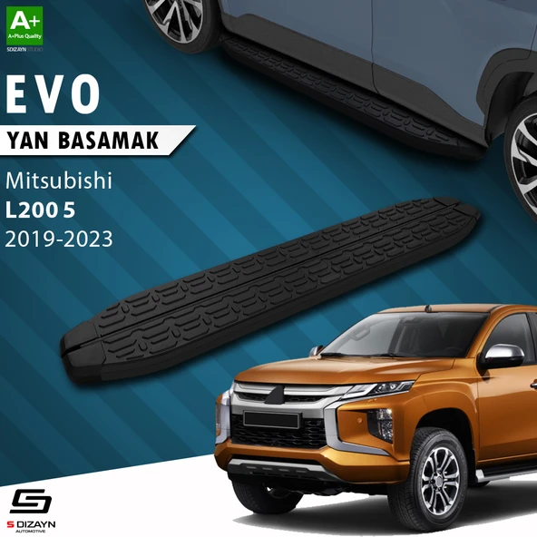 S-Dizayn Mitsubishi L200 5 Makyajlı Evo Siyah Yan Basamak 203 Cm 2019-2023 A+ Kalite ürün görseli 1