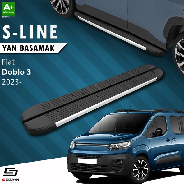 S-Dizayn Fiat Doblo 3 Uzun Şase S-Line Aluminyum Yan Basamak 213 Cm 2023 Üzeri A+ Kalite ürün görseli 1