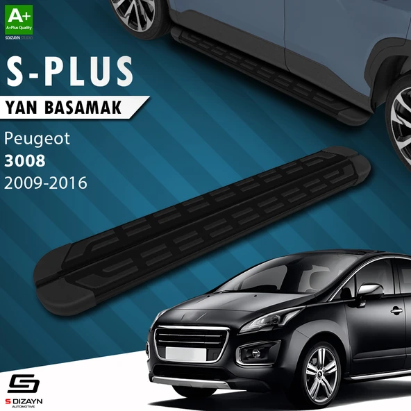S-Dizayn Peugeot 3008 S-Plus Siyah Yan Basamak 183 Cm 2009-2016 A+ Kalite ürün görseli 1