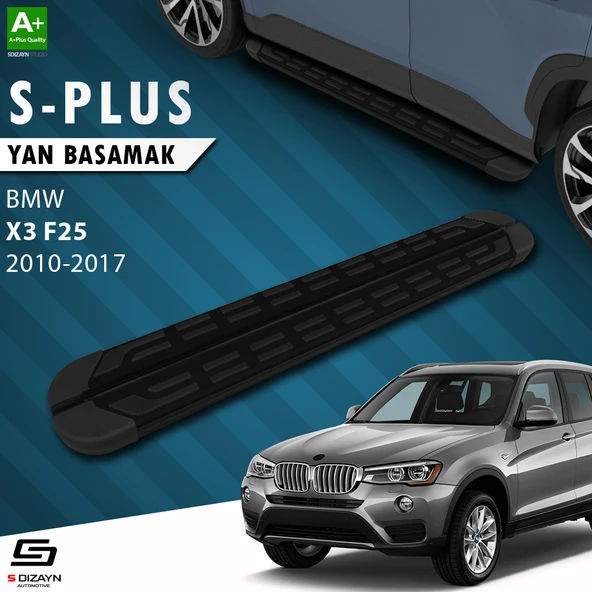 S-Dizayn Bmw X3 F25 S-Plus Siyah Yan Basamak 193 Cm 2010-2017 A+ Kalite ürün görseli 1