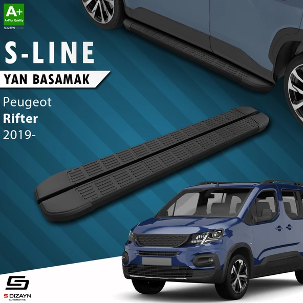 S-Dizayn Peugeot Rifter Uzun Şase S-Line Siyah Yan Basamak 213 Cm 2019 Üzeri A+ Kalite ürün görseli 1