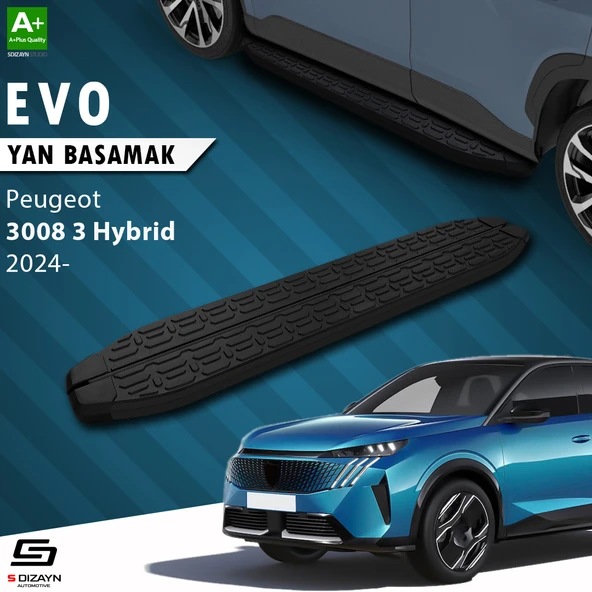 S-Dizayn Peugeot 3008 3 Hybrid Evo Siyah Yan Basamak 183 Cm 2024 Üzeri A+ Kalite ürün görseli 1