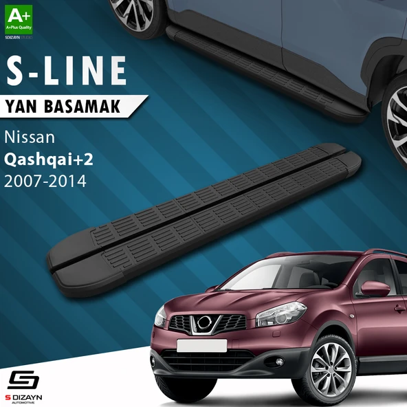 S-Dizayn Nissan Qashqai +2 S-Line Siyah Yan Basamak 183 Cm 2007-2014 A+ Kalite ürün görseli 1