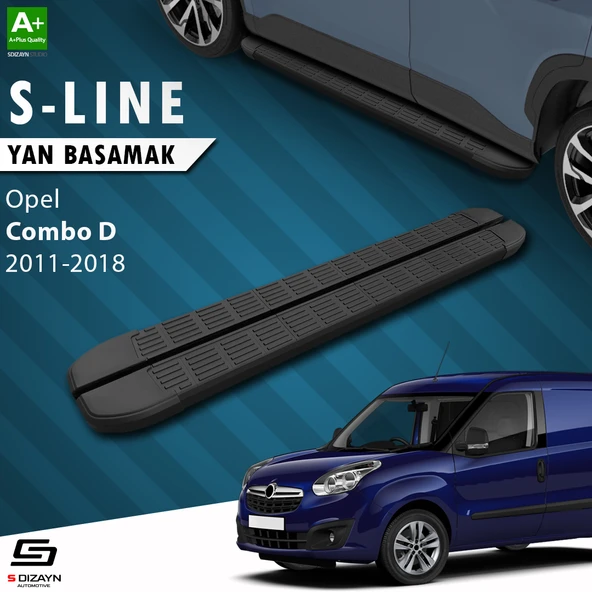 S-Dizayn Opel Combo D Uzun Şase S-Line Siyah Yan Basamak 223 Cm 2011-2018 A+ Kalite ürün görseli 1
