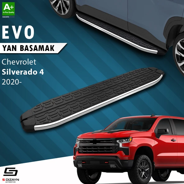 S-Dizayn Chevrolet Silverado 4 Uzun Şase Evo Krom Yan Basamak 253 Cm 2020 Üzeri A+ Kalite ürün görseli 1