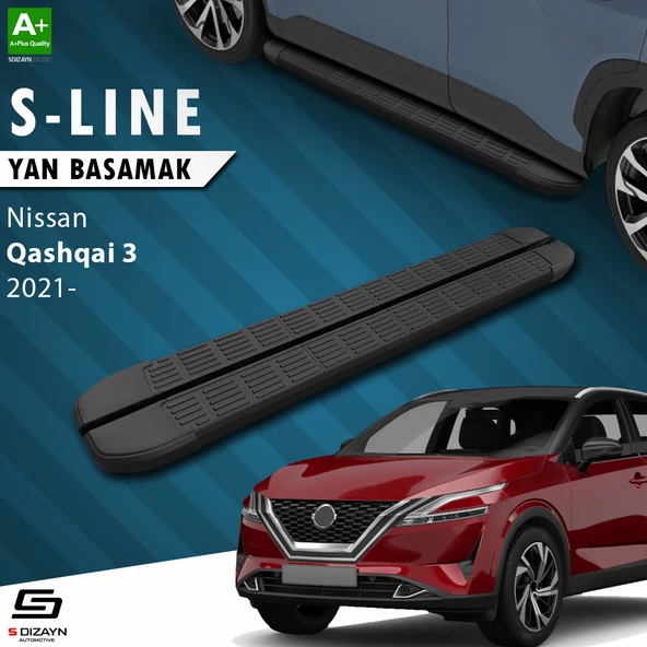 S-Dizayn Nissan Qashqai 3 S-Line Siyah Yan Basamak 173 Cm 2021 Üzeri A+ Kalite ürün görseli 1