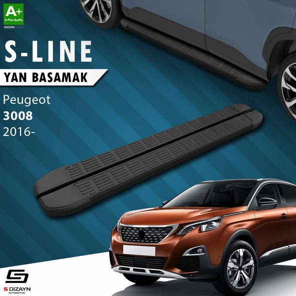 S-Dizayn Peugeot 3008 2 S-Line Siyah Yan Basamak 183 Cm 2016-2023 A+ Kalite ürün görseli 1
