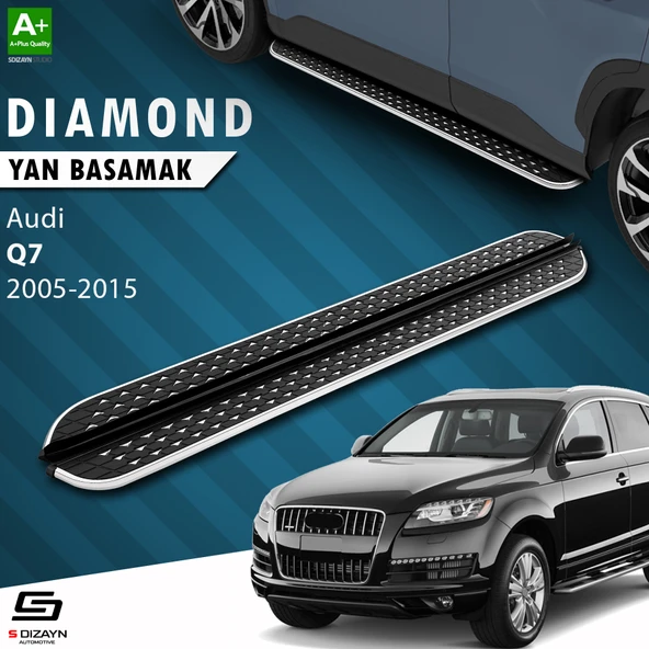 S-Dizayn Audi Q7 Diamond Krom Yan Basamak 213 Cm 2005-2015 A+ Kalite ürün görseli 1