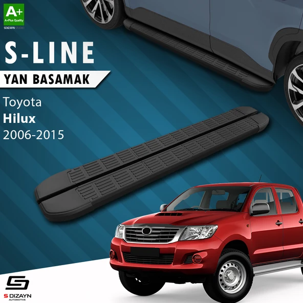 S-Dizayn Toyota Hilux 7 S-Line Siyah Yan Basamak 203 Cm 2006-2015 A+ Kalite ürün görseli 1
