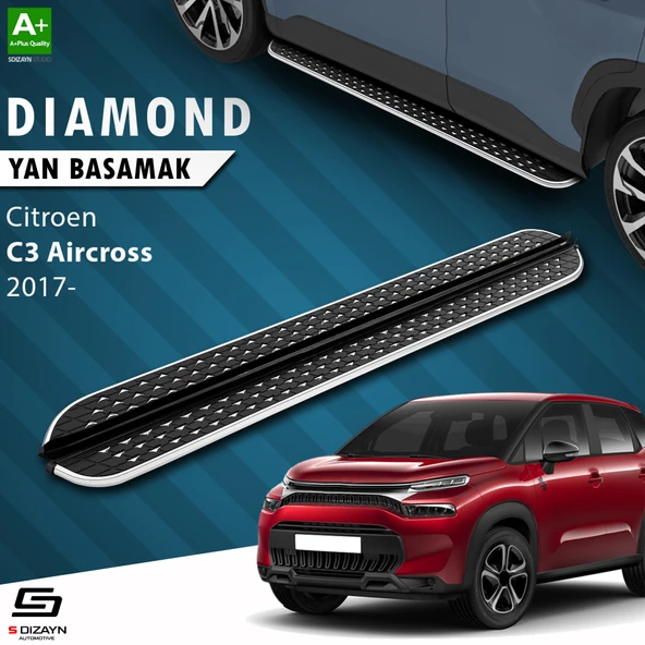 S-Dizayn Citroen C3 Aircross Diamond Krom Yan Basamak 183 Cm 2017 Üzeri A+ Kalite ürün görseli 1