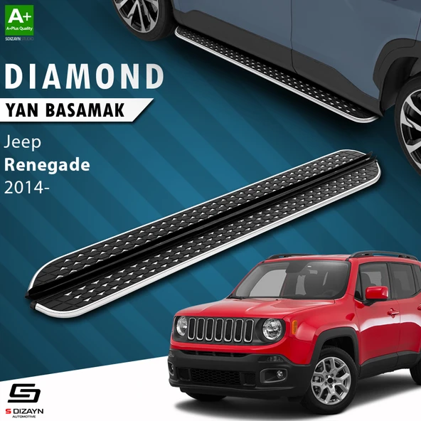 S-Dizayn Jeep Renegade Diamond Krom Yan Basamak 173 Cm 2014 Üzeri A+ Kalite ürün görseli 1