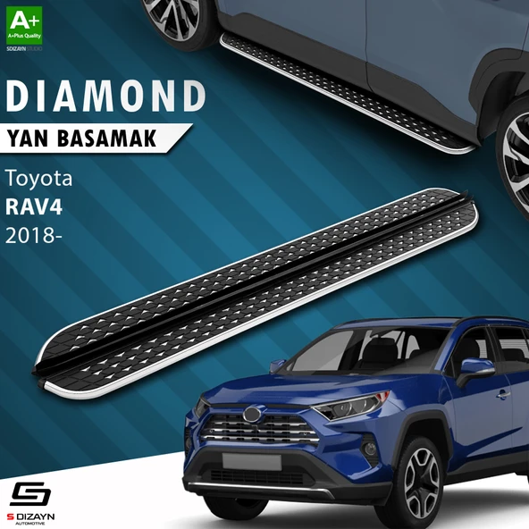 S-Dizayn Toyota RAV 4 5 Diamond Krom Yan Basamak 173 Cm 2018 Üzeri A+ Kalite ürün görseli 1