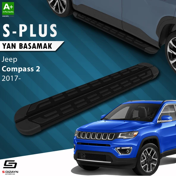 S-Dizayn Jeep Compass 2 S-Plus Siyah Yan Basamak 173 Cm 2017 Üzeri A+ Kalite ürün görseli 1