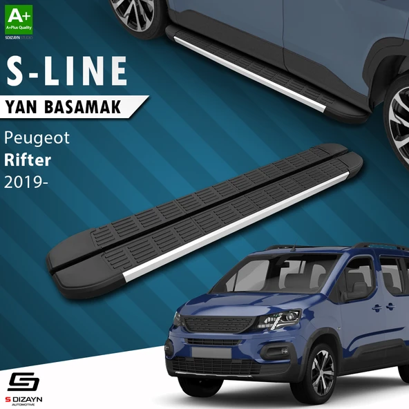 S-Dizayn Peugeot Rifter Uzun Şase S-Line Aluminyum Yan Basamak 213 Cm 2019 Üzeri A+ Kalite ürün görseli 1