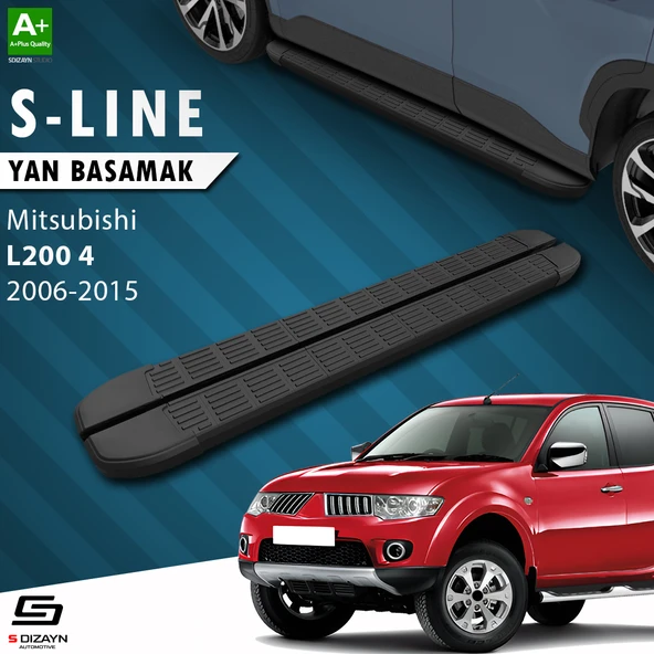 S-Dizayn Mitsubishi L200 4 S-Line Siyah Yan Basamak 193 Cm 2006-2015 A+ Kalite ürün görseli 1
