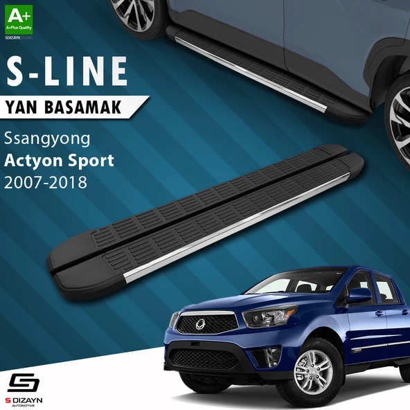 S-Dizayn Ssangyong Actyon Sports S-Line Krom Yan Basamak 203 Cm 2007-2018 A+ Kalite ürün görseli 1