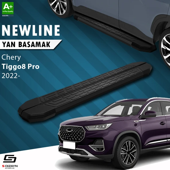 S-Dizayn Chery Tiggo8 Pro NewLine Siyah Yan Basamak 183 Cm 2022 Üzeri A+ Kalite ürün görseli 1