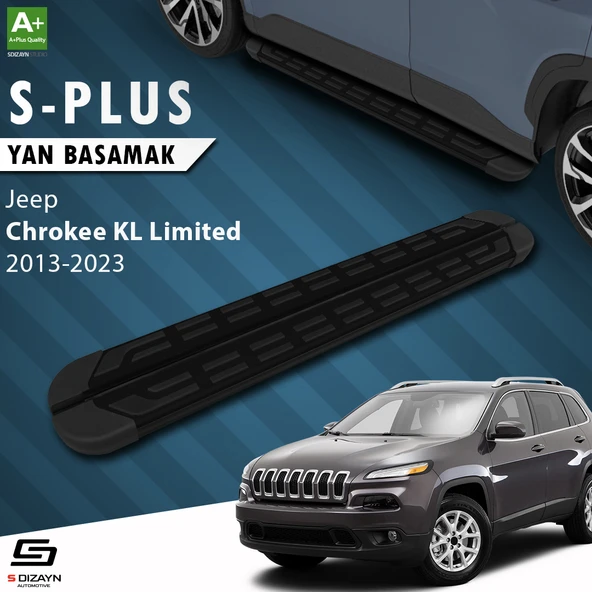 S-Dizayn Jeep Cherokee KL S-Plus Siyah Yan Basamak 173 Cm 2013-2023 A+ Kalite ürün görseli 1