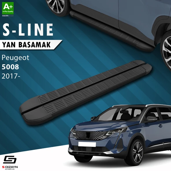 S-Dizayn Peugeot 5008 2 S-Line Siyah Yan Basamak 203 Cm 2017-2023 A+ Kalite ürün görseli 1
