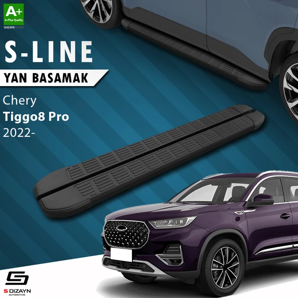 S-Dizayn Chery Tiggo8 Pro S-Line Siyah Yan Basamak 183 Cm 2022 Üzeri A+ Kalite ürün görseli 1