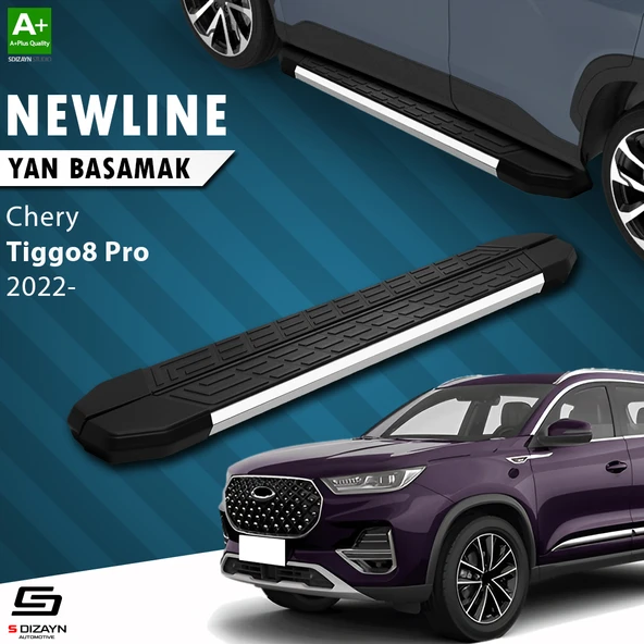S-Dizayn Chery Tiggo8 Pro NewLine Krom Yan Basamak 183 Cm 2022 Üzeri A+ Kalite ürün görseli 1