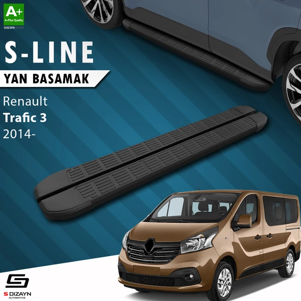 S-Dizayn Renault Trafic 3 Kısa Şase S-Line Siyah Yan Basamak 223 Cm 2014-2020 A+ Kalite ürün görseli 1