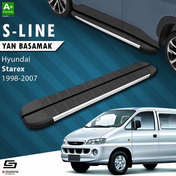 S-Dizayn Hyundai H-1 Starex Uzun Şase S-Line Aluminyum Yan Basamak 213 Cm 1998-2007 A+ Kalite ürün görseli 1