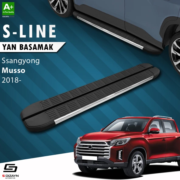 S-Dizayn Ssangyong Musso S-Line Krom Yan Basamak 203 Cm 2018 Üzeri A+ Kalite ürün görseli 1