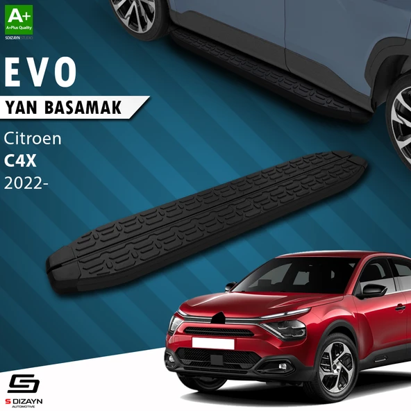 S-Dizayn Citroen C4 X Evo Siyah Yan Basamak 183 Cm 2022 Üzeri A+ Kalite ürün görseli 1