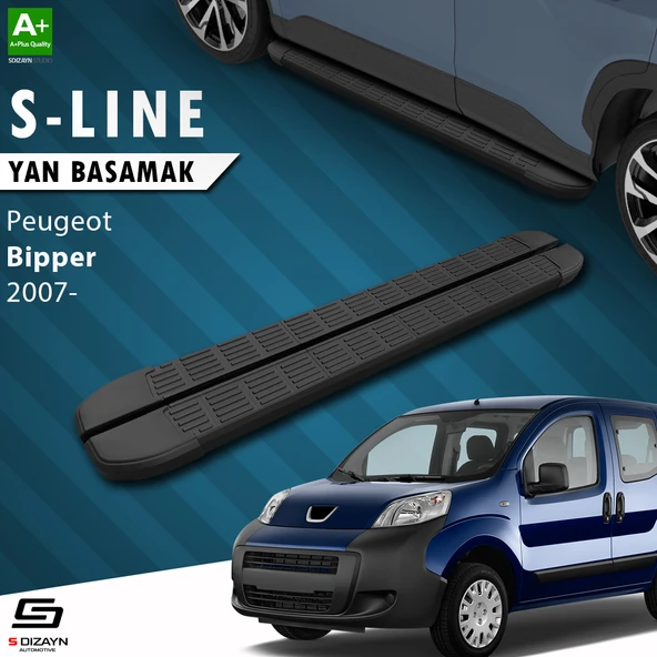S-Dizayn Peugeot Bipper S-Line Siyah Yan Basamak 173 Cm 2007-2017 A+ Kalite ürün görseli 1