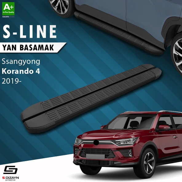 S-Dizayn Ssangyong Korando S-Line Siyah Yan Basamak 183 Cm 2019 Üzeri A+ Kalite ürün görseli 1