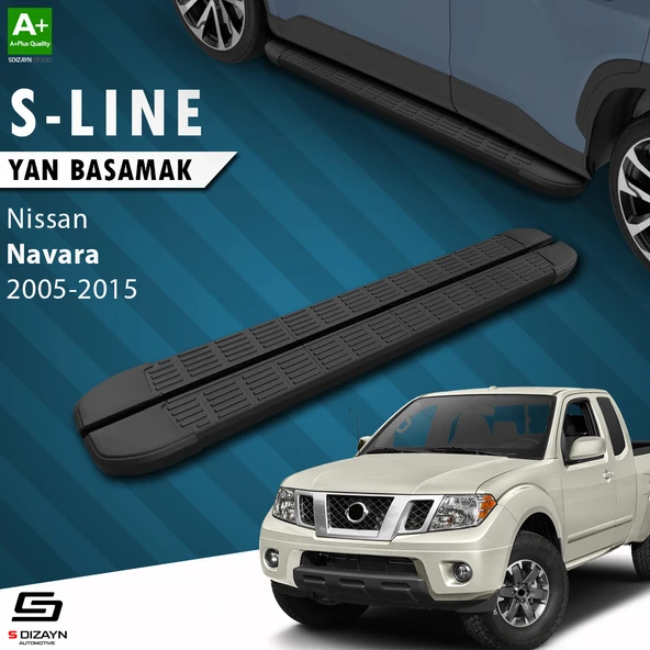 S-Dizayn Nissan Navara 2 S-Line Siyah Yan Basamak 203 Cm 2005-2015 A+ Kalite ürün görseli 1