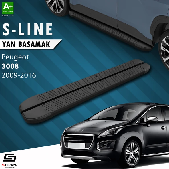 S-Dizayn Peugeot 3008 S-Line Siyah Yan Basamak 183 Cm 2009-2016 A+ Kalite ürün görseli 1