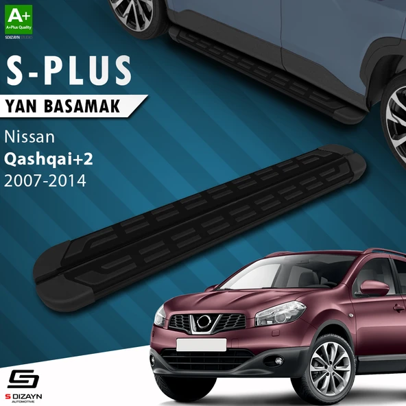 S-Dizayn Nissan Qashqai +2 S-Plus Siyah Yan Basamak 173 Cm 2007-2014 A+ Kalite ürün görseli 1