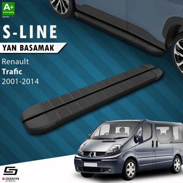 S-Dizayn Renault Trafic 2 Kısa Şase S-Line Siyah Yan Basamak 223 Cm 2001-2014 A+ Kalite ürün görseli 1