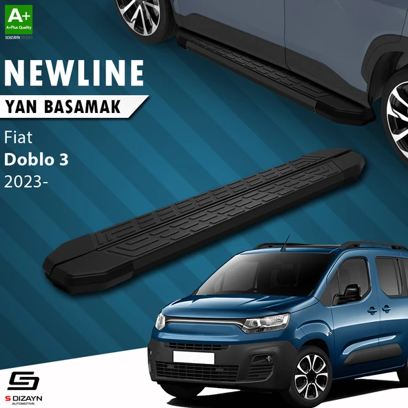 S-Dizayn Fiat Doblo 3 NewLine Siyah Yan Basamak 203 Cm 2023 Üzeri A+ Kalite ürün görseli 1