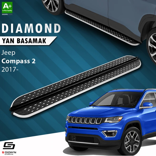 S-Dizayn Jeep Compass 2 Diamond Krom Yan Basamak 173 Cm 2017 Üzeri A+ Kalite ürün görseli 1
