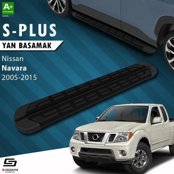 S-Dizayn Nissan Navara 2 S-Plus Siyah Yan Basamak 203 Cm 2005-2015 A+ Kalite ürün görseli 1