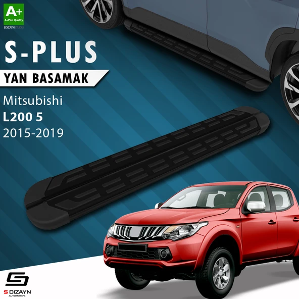 S-Dizayn Mitsubishi L200 5 S-Plus Siyah Yan Basamak 193 Cm 2015-2019 A+ Kalite ürün görseli 1