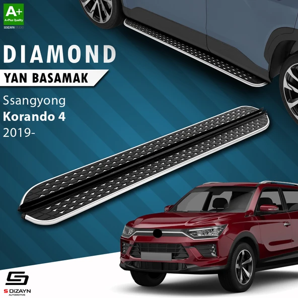 S-Dizayn Ssangyong Korando Diamond Krom Yan Basamak 183 Cm 2019 Üzeri A+ Kalite ürün görseli 1