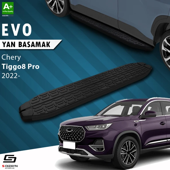 S-Dizayn Chery Tiggo8 Pro Evo Siyah Yan Basamak 183 Cm 2022 Üzeri A+ Kalite ürün görseli 1
