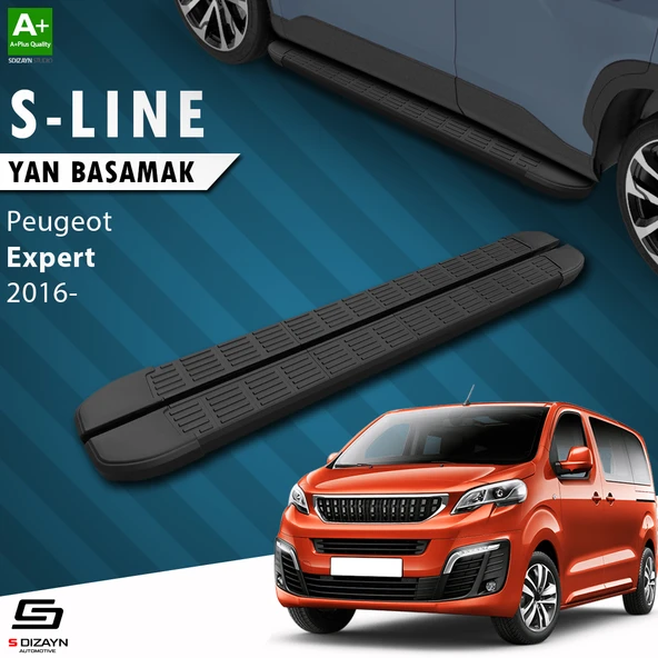 S-Dizayn Peugeot Expert 3 Kısa Şase S-Line Siyah Yan Basamak 213 Cm 2016 Üzeri A+ Kalite ürün görseli 1