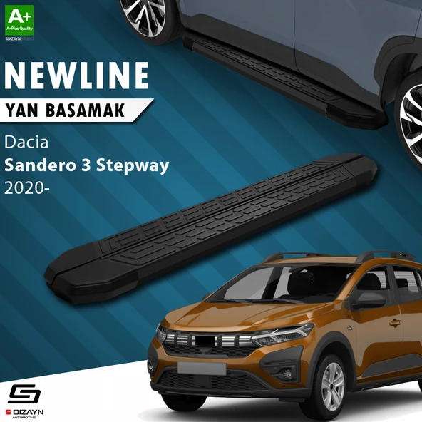 S-Dizayn Dacia Sandero 3 Stepway NewLine Siyah Yan Basamak 183 Cm 2020 Üzeri A+ Kalite ürün görseli 1