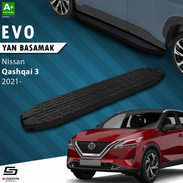S-Dizayn Nissan Qashqai 3 Evo Siyah Yan Basamak 173 Cm 2021 Üzeri A+ Kalite ürün görseli 1